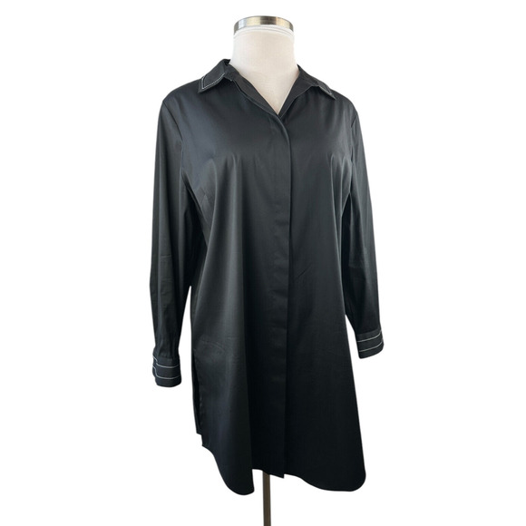 Chico's Contrast Detail Poplin Tunic Top Long Sleeve Button Blouse Size 3 16 18 - Picture 2 of 16